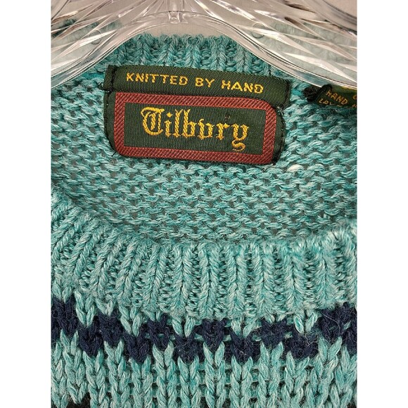 TILBURG WOMENS SWEATER GREEN LARGE PULLOVER CABLE KNIT Nordic, Winter - Picture 2 of 9